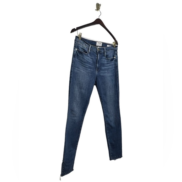 FRAME Le High Skinny Slit Studded Jeans Hazelwood 30 - Picture 10 of 14